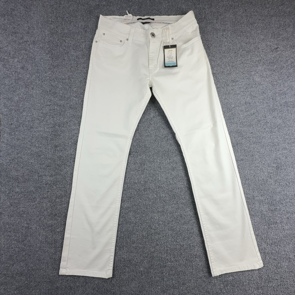 Y2k Levi's 542 Pencil Jeans Womens 14 White Low Rise Straight Stretch Denim
